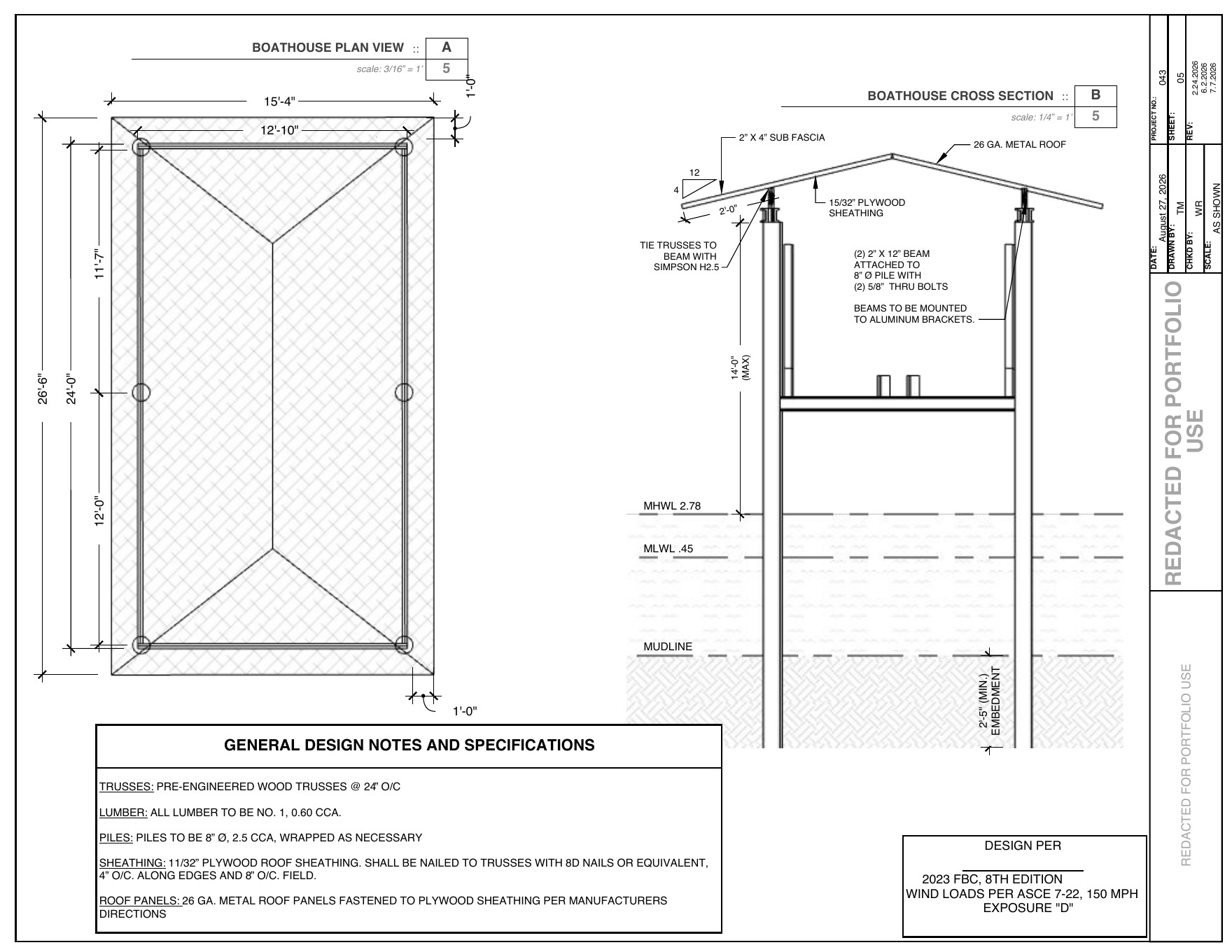 Boat lift and covered boathouse plan