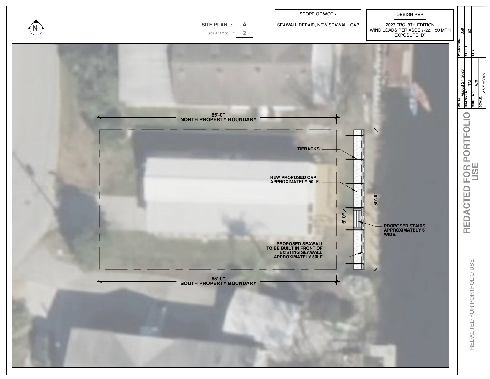 Redacted concrete seawall site plan