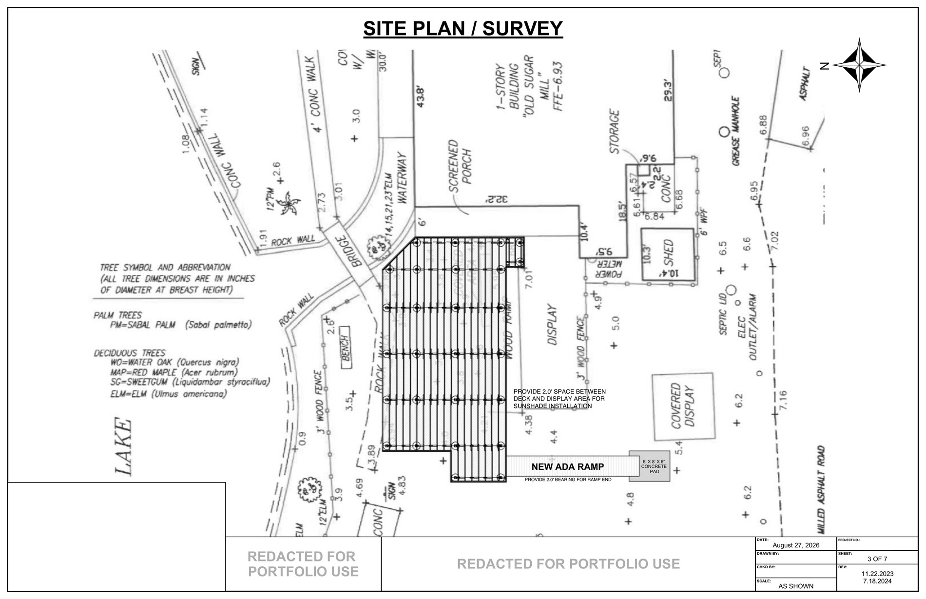 Redacted site plan for public park deck and ADA ramp