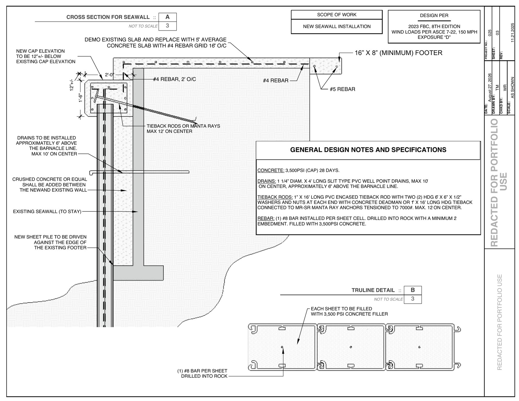 TruLine seawall construction detail