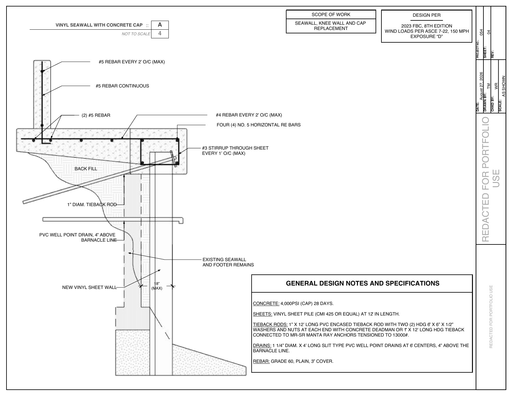Vinyl seawall plan detail