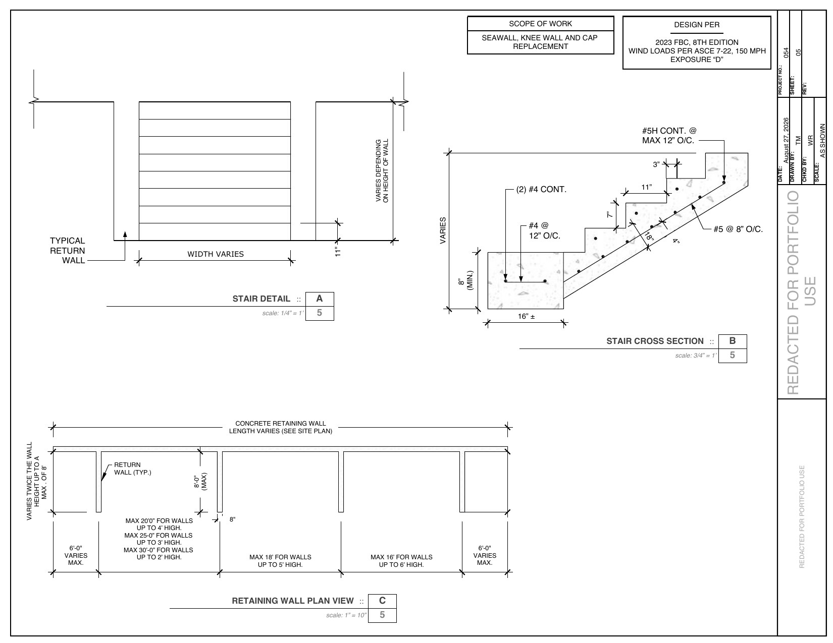 Stair and retaining wall details