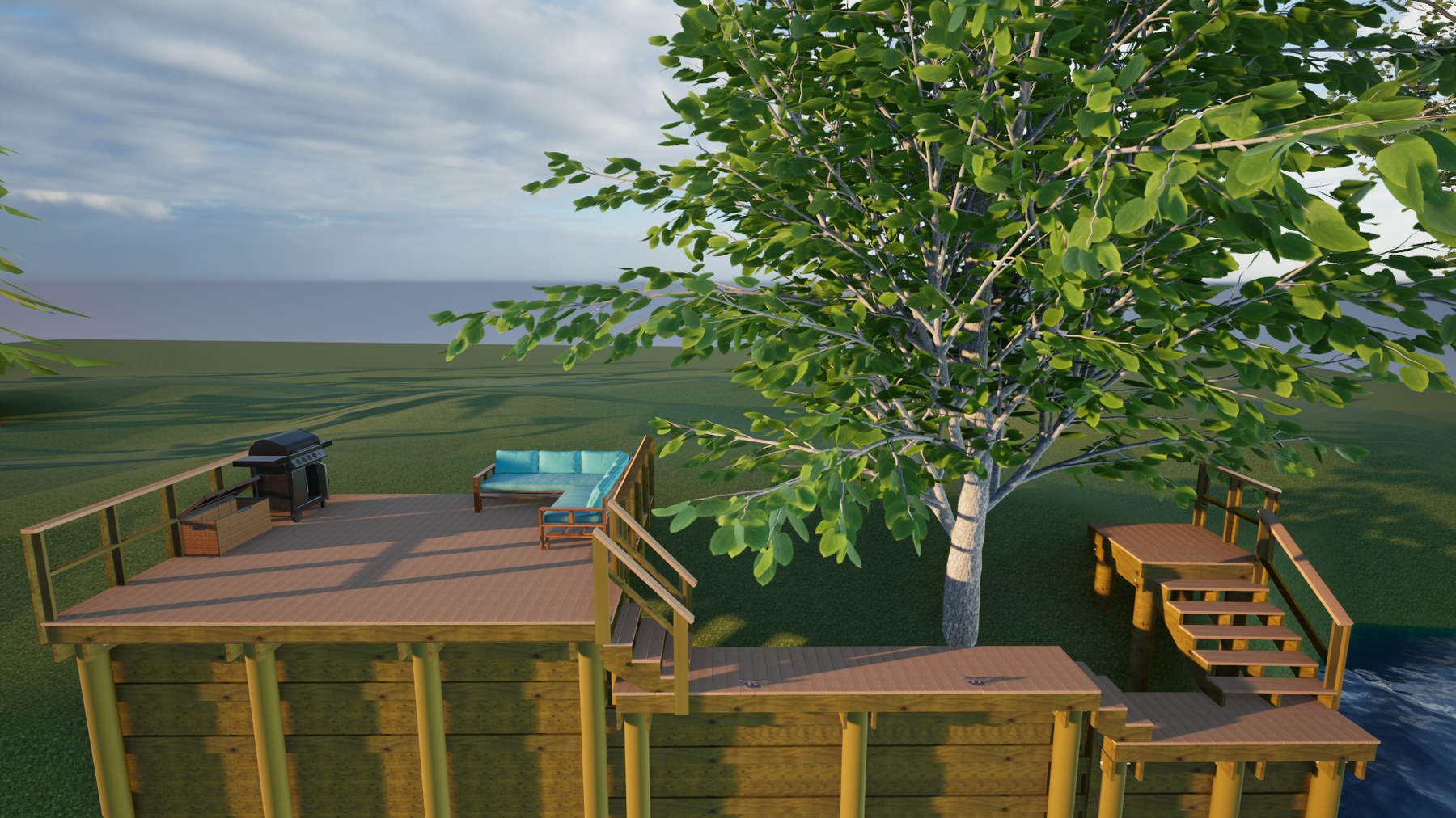 Waterfront deck living space visualization